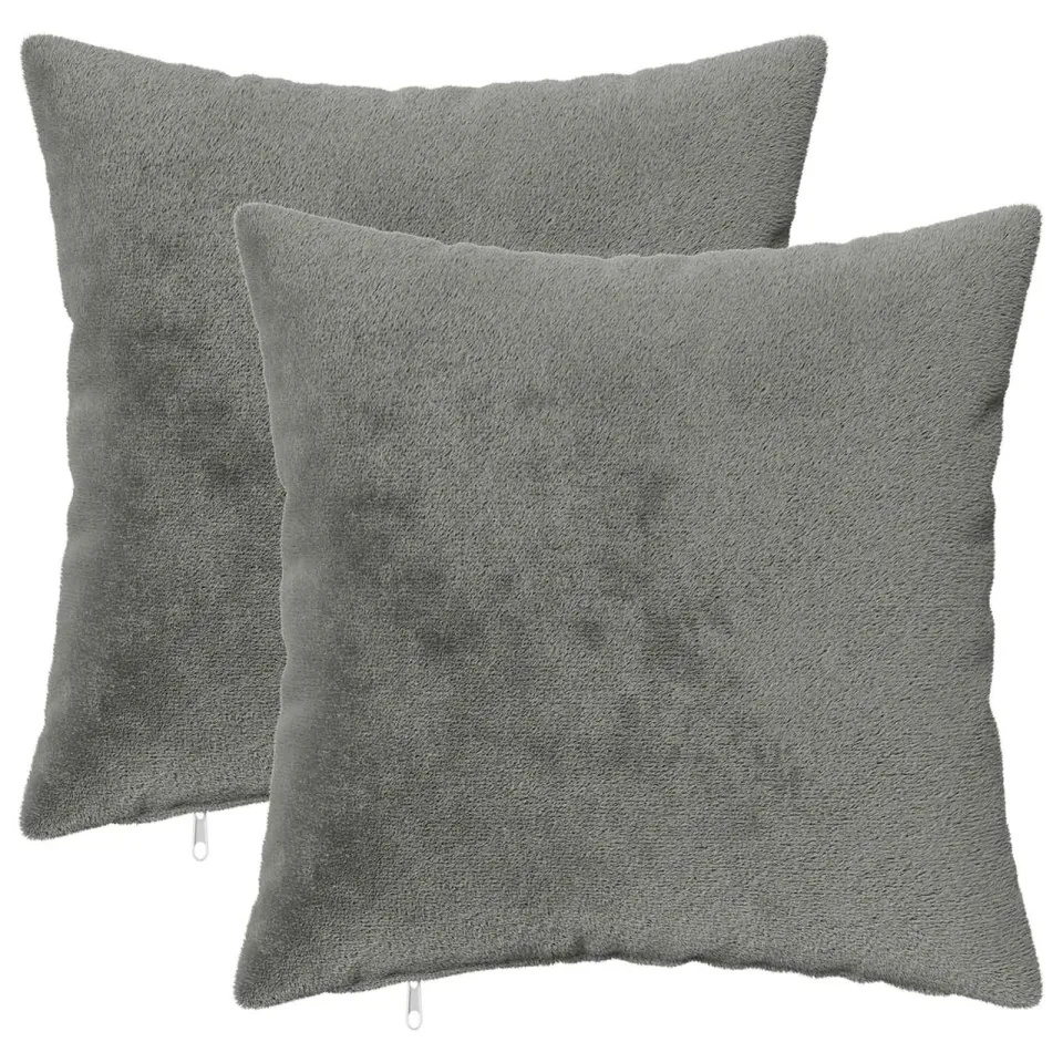 vidaXL Kussensloop 2 st HEERLEN Donkergrijs 45 x 45 cm Flanel, foto 3
