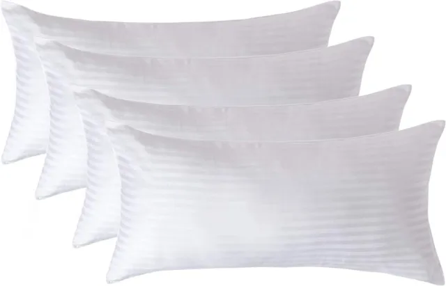 Homescapes Satijn Streep Katoen Kussensloop 40x80 cm – Set van 4 – Wit – 100% Egyptisch Katoen – Draaddichtheid 330
