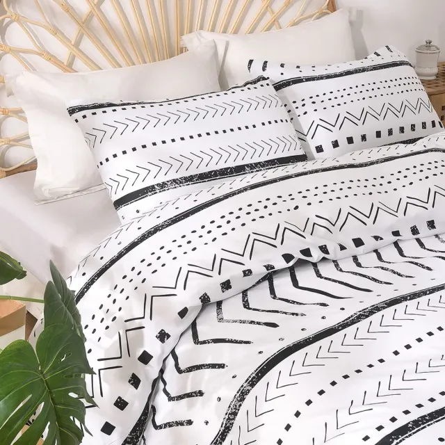 Ibenzoa Elegante Boho Slaapkamerset met Dekbedovertrek en Kussenslopen Wit