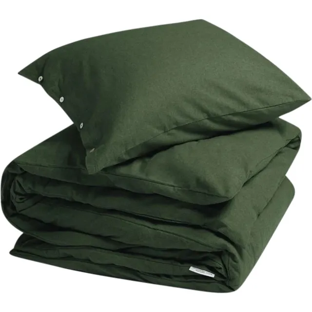 Yumeko dekbedovertrek flanel mosgroen 140x220 + 1/60x70 - Biologisch & ecologisch Moss Green