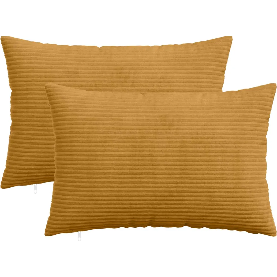 vidaXL Kussensloop 2 st HEERLEN Geel 50 x 70 cm corduroy, foto 3