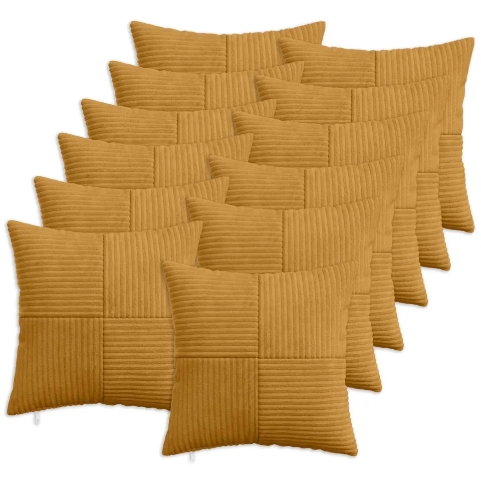 vidaXL Kussensloop 12 st ALMELO Geel 40 x 40 cm corduroy, foto 3