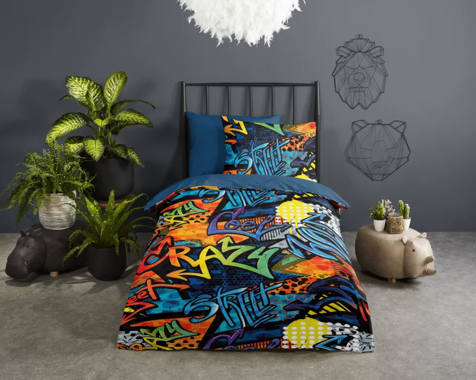 Pure polyester dekbedovertrek 1-persoons (140x220 cm) multi, foto 3