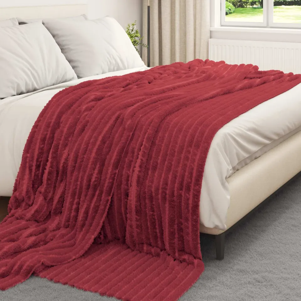 vidaXL plaid Bordeaux Rood 270 x 240 cm 1,66 kg Fleece, foto 3