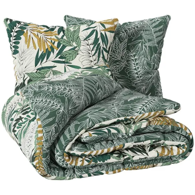 Atmosphera Créateur d'intérieur® Beddenset met plantenmotieven TROPIK Vert