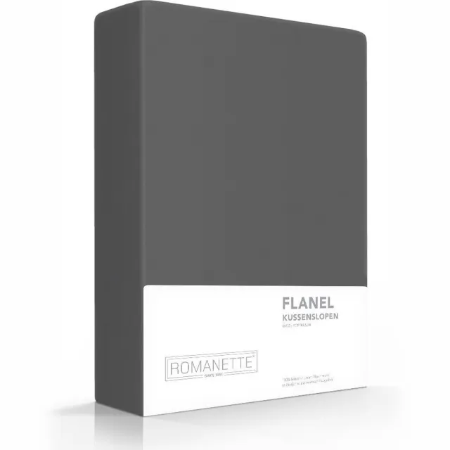 Romanette 2-Pack warme flanel kussenslopen - 65x65 - antraciet