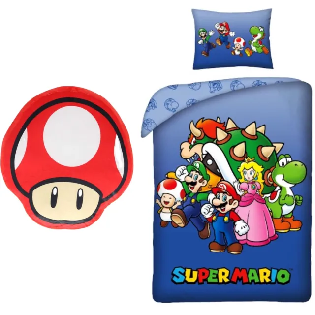 Super Mario slaapkamerset; dekbedovertrek en kussen Dekbedovertrek + Kussen
