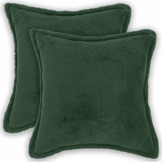 vidaXL Kussensloop 2 st HOUTEN Donkergroen 40 x 40 cm Bouclé