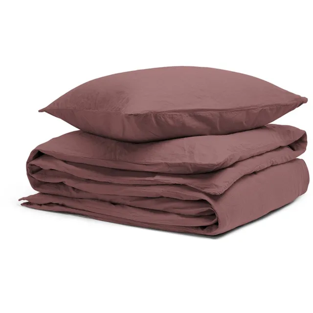 Yumeko dekbedovertrek hennep/katoen deep raspberry 140x220 + 1/60x70 - Biologisch & ecologisch