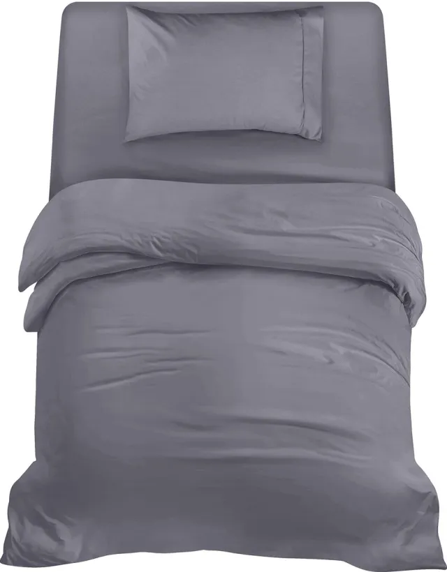 Ibenzoa Zachte en Luxe 3-delige Bedset met Microvezel Dekbedovertrek en Hoeslaken, Grijs