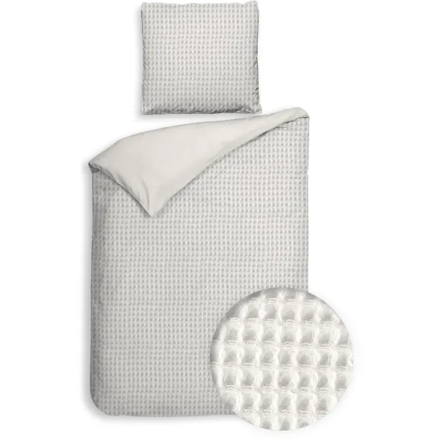 Heckettlane Dekbedovertrek Vafala - Effen Bedlinnen - 140x200-220 cm - Eenpersoons - Off-White - Dekbedovertrek van Katoen Ivory White