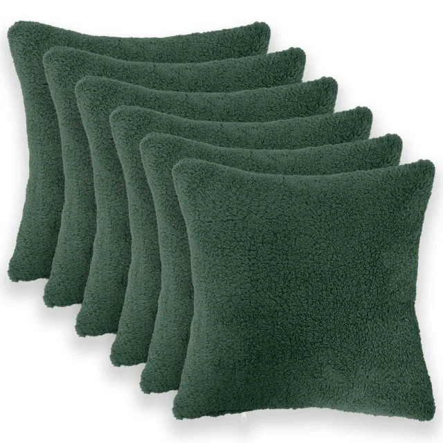 vidaXL Kussensloop 6 st HEERLEN Donkergroen 40 x 40 cm Bouclé