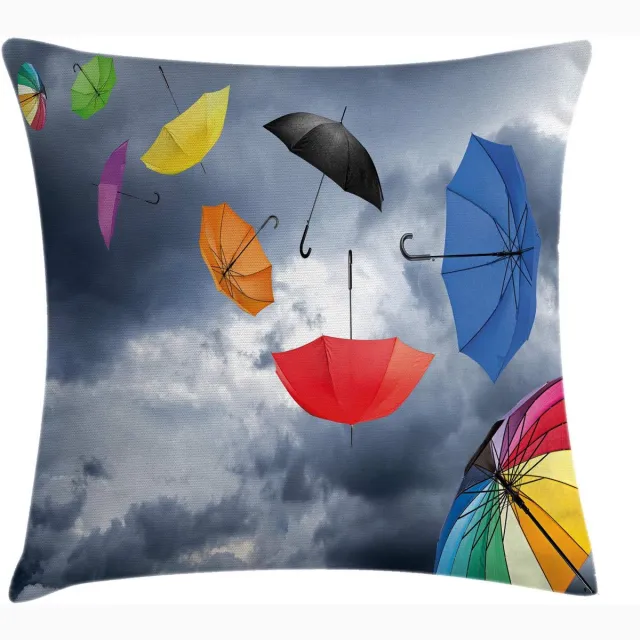 ABAKUHAUS kussenhoes 45 x 45 cm – Paraplu's & Wolken – Grijs/Wit