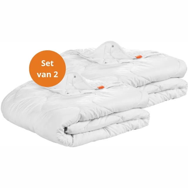 Sleepling set van 2 Basic 100 4-seizoenen dekbedden 135 x 200 cm | Made in EU | Ökotex 100 | Wasbaar op 60 graden | Warmteklasse garantie | 100% fijne microvezel | wit