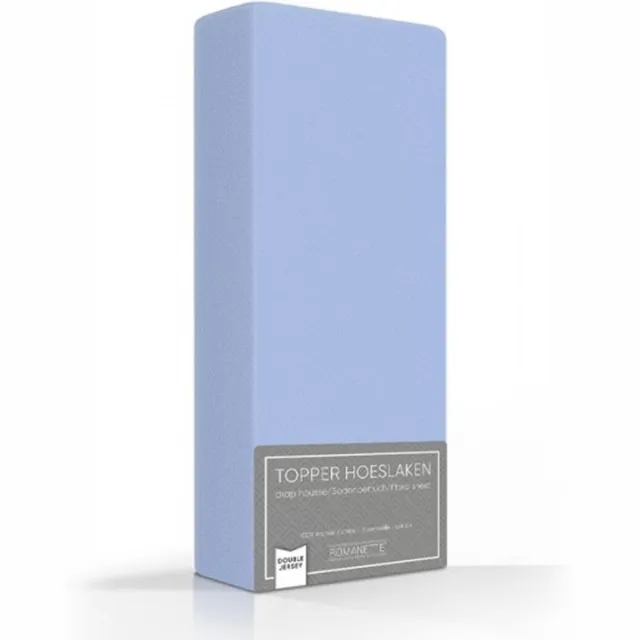 Romanette Zachte Dubbel Jersey Topper Hoeslaken - Tweepersoons (140/150x200/210/220 cm) - Blauw