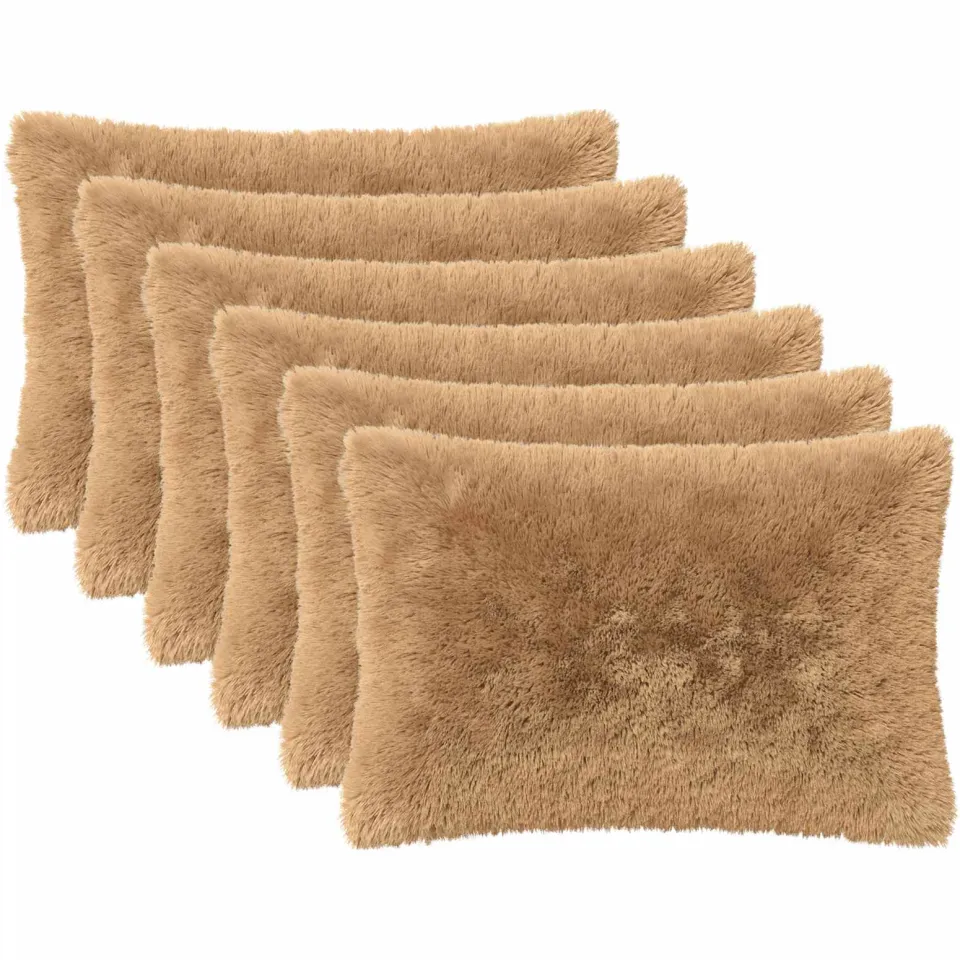 vidaXL Kussensloop 6 st HEERLEN Taupe 30 x 50 cm PV Fleece, foto 3
