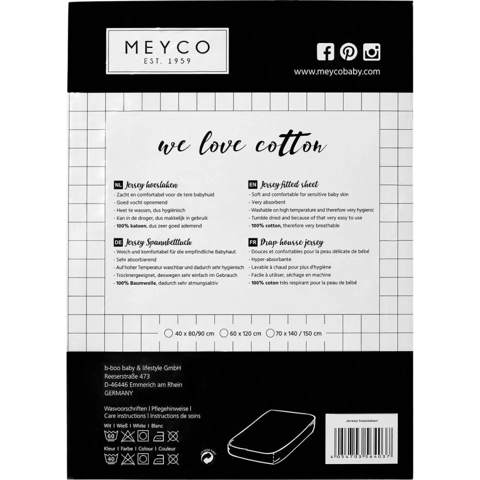 Meyco katoenen jersey hoeslaken ledikant 60x120 cm lichtgrijs, foto 4