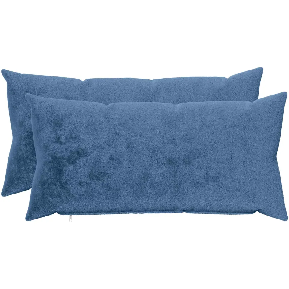 vidaXL Kussensloop 2 st HEERLEN Lichtblauw 40 x 80 cm Flanel blauw, foto 3