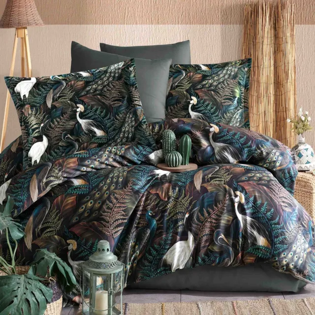 Darymex Dekbedovertrekset - 100% Katoen Satijn - Donkergroen Botanisch - Met Ritssluiting & Luxe Geschenkverpakking multicolor, foto 2