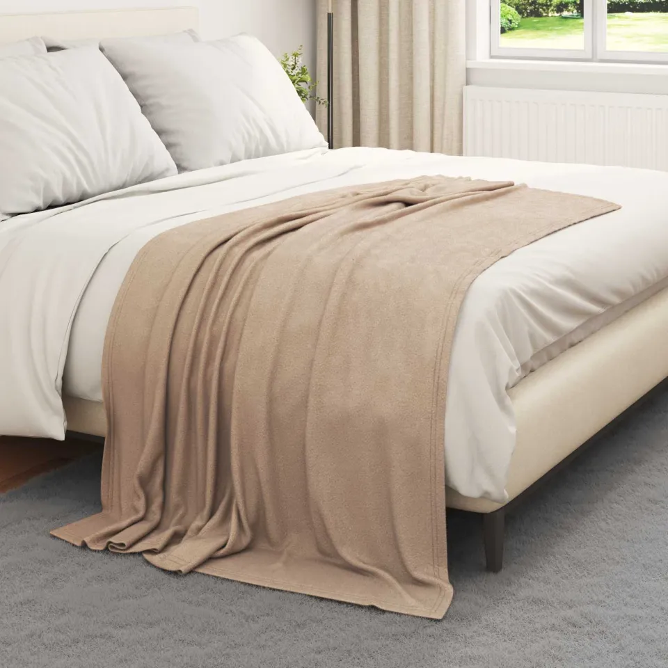 vidaXL plaid Camel 170 x 130 cm 0,34 kg Fleece, foto 3