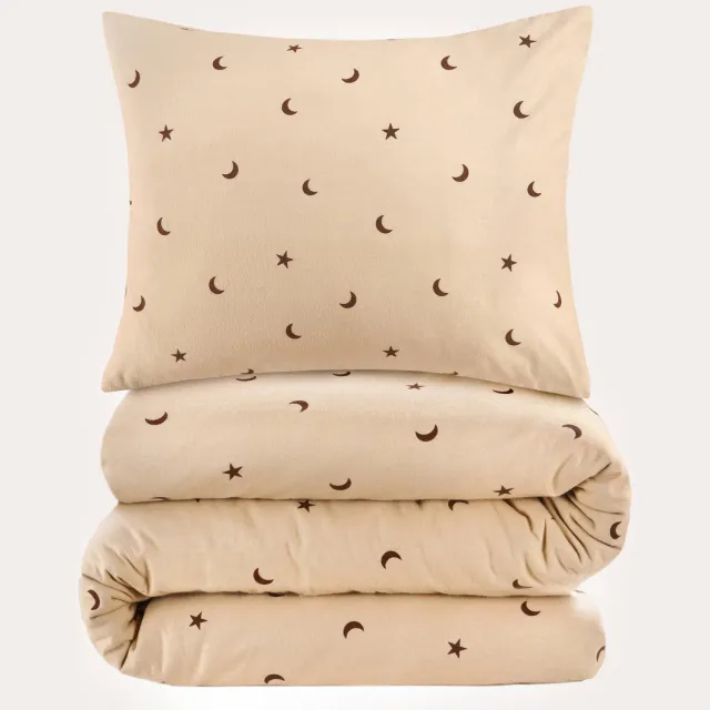 NOUS Kids flanellen kinderdekbedovertrek met sterren 120x150 cm - beige