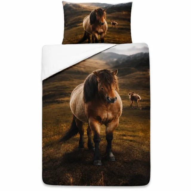 decoware Kinderdekbedovertrek Newfoundland Pony - Katoen Renforcé - Met Kussensloop - Paarden Thema Bruin