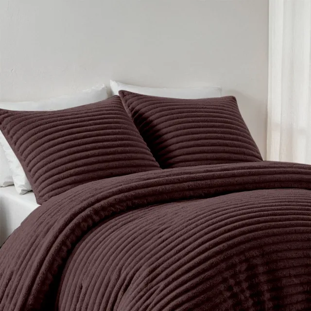 Zydante Dekbedovertrek Set - Dekbedhoes Teddy Rib - met 1 kussensloop - Grape