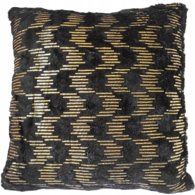 Granda Zwarte Decoratieve Kussenhoes 45x45cm met Gouden Print Zwart met goud