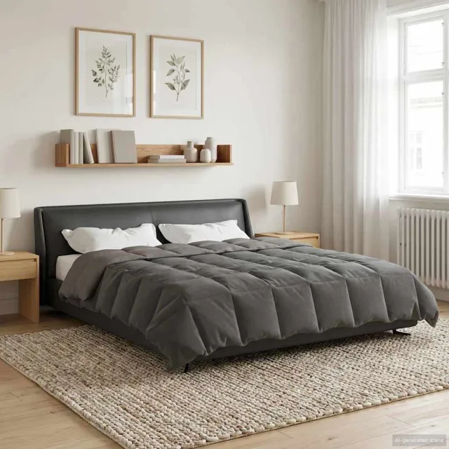 vidaXL Winter Dekbed 220 x 240 cm Winter Microfiber (100% polyester) Lichtgrijs