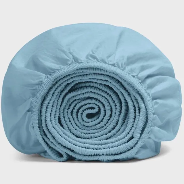 Yumeko hoeslaken percal katoen blauw 180x210x30 - Bio, eco & fairtrade Blue Lagoon