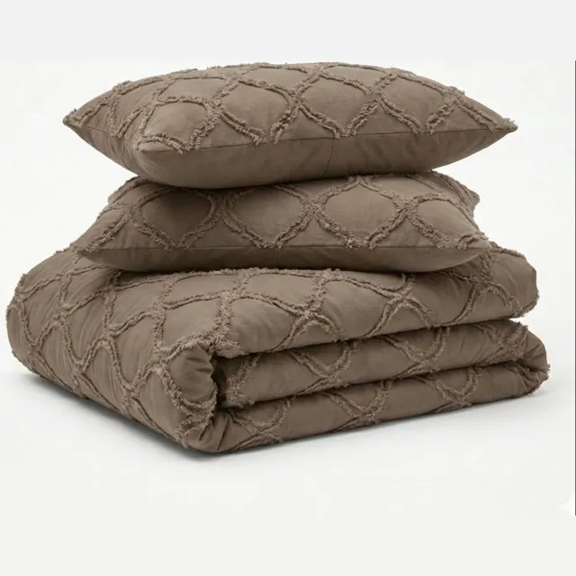 decoware Dekbed zonder Overtrek 140x200 cm - Easy Tufted Curve Taupe - Hoesloos Dekbed Wasbaar - Incl. Kussensloop - All Season - Eenpersoons