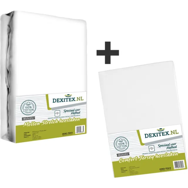 dexitex hefbed 1 x Molton & 1 x Hoeslaken WIT / Geschikt voor Camper 1 x Molton/1 x Hoeslaken Wit