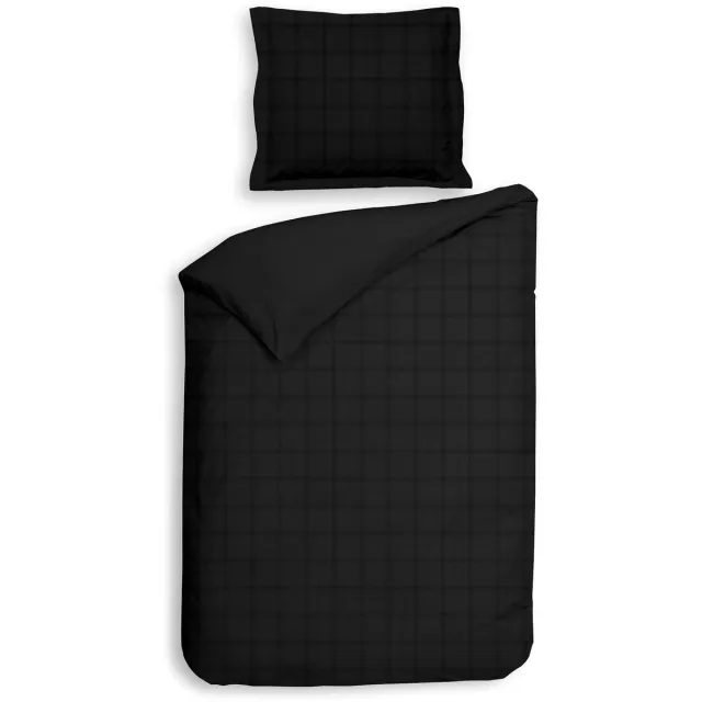 Heckettlane Dekbedovertrek Diamante - Moonless-Black - Eenpersoons - 140x200-220 cm + 1 sloop 60x70 cm, gemaakt van 100% Katoen-Satijn Diamante Moonless Black