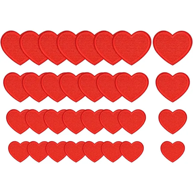 Famanu Set van 10 hartpatches, geborduurde stoffen applicaties voor kleding – Rood
