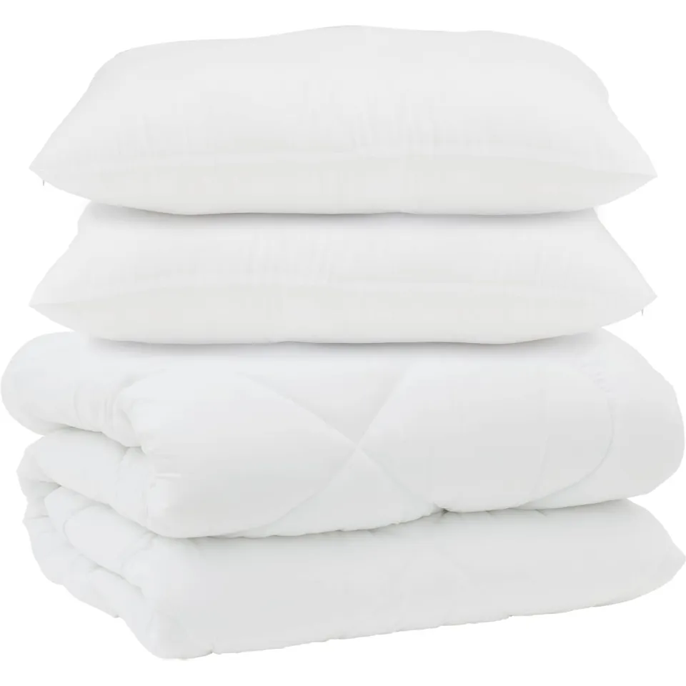 vidaXL Dekbed met Kussens 3 st Wit Microfiber en Dons Feather, foto 3