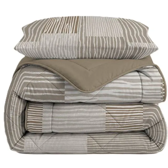 Vellora Strata wasbaar dekbed - Eenpersoons - 140x220 cm - Taupe
