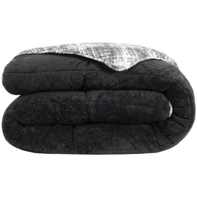 De Linde Home Dekbed zonder overtrek, 4 Seizoenen Dekbed, Teddy, Wasbaar Dekbed, Inclusief Kussensloop, Zwart, 220x240 cm, Lits-jumeaux, Bedrukt dekbed, Teddy Dekbedovertrek, 2 in 1 Dekbed, Hoesloos Dekbed, Ultra Soft Dekbed, Hypoallergeen, De Linde Home