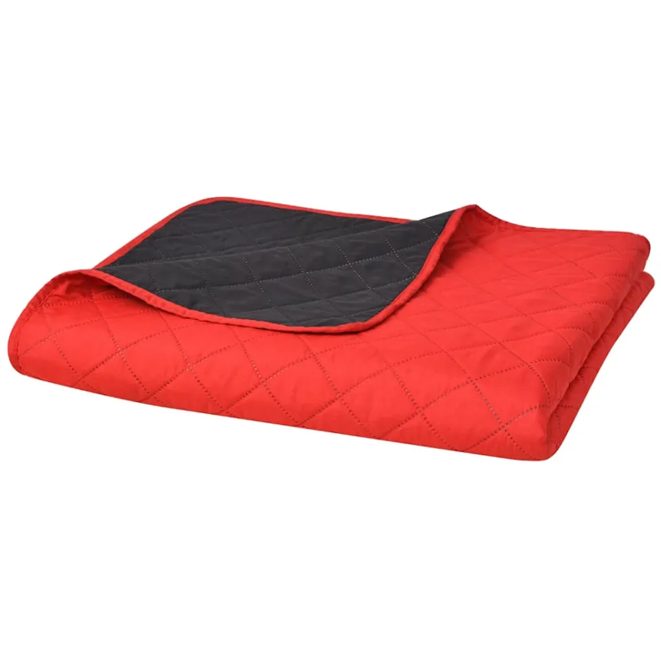 vidaXL Dubbelzijdige quilt bedsprei rood en zwart 230x260 cm, foto 2