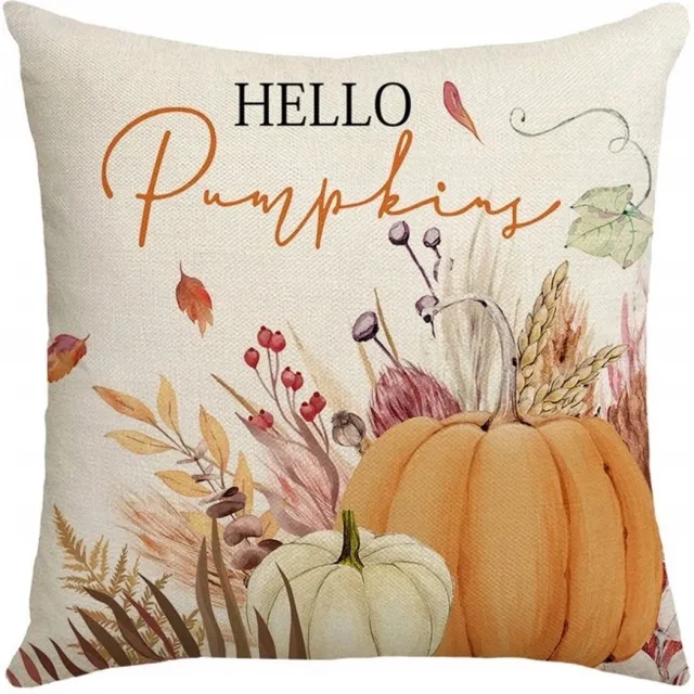 eCarla Merkeuze Kussenhoes 45x45cm met Herfst Pompoen Print - Boho Stijl Multicolor