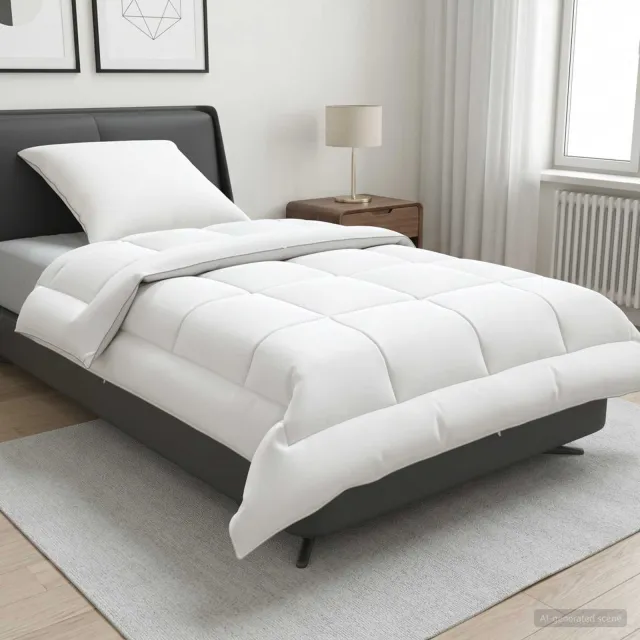 vidaXL Dekbed en Kussen Set 2 st 140x200 cm Zomer 140 GSM Wol Wit