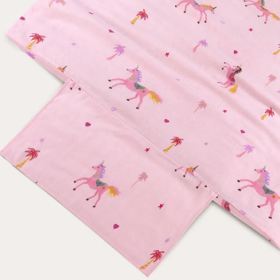 NOUS Kids flanellen kinderdekbedovertrek met dierenprint 140x200 cm - roze, foto 2