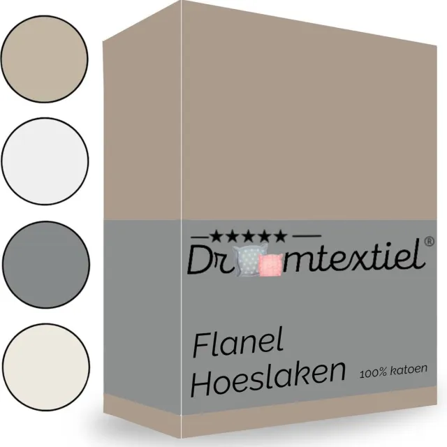 Droomtextiel Hoeslaken Flanel Taupe - 140x200 cm - Superzacht - 100% katoen, foto 5