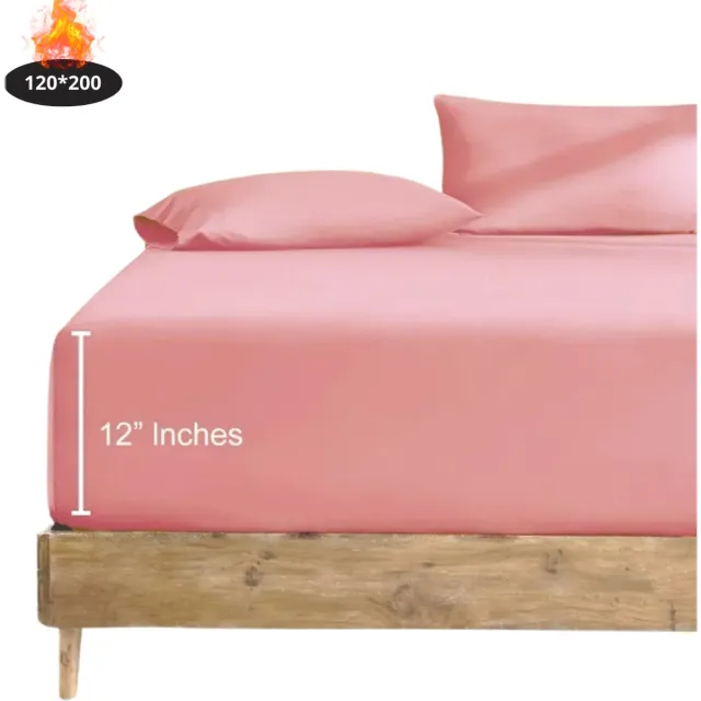 Bovista Hoeslaken Set - Inclusief Kussensloop - 3 Delige Set - Beddengoed - Fitted Sheet - Pillow Case - Bed - Roze 120 x 200