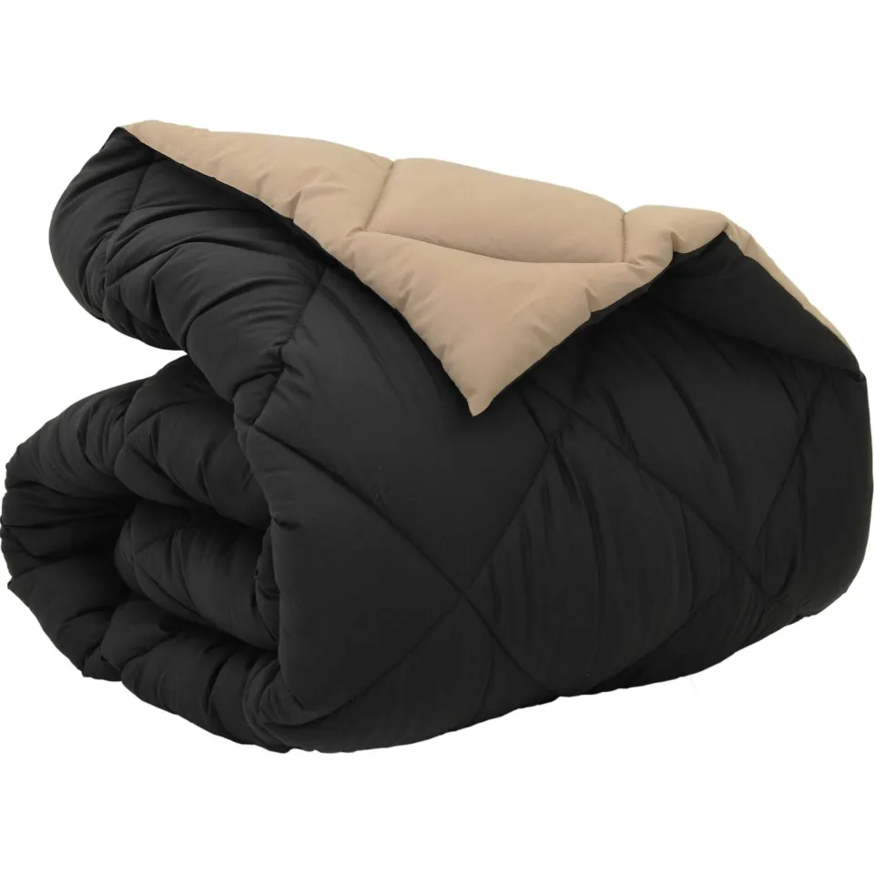vidaXL Winter Dekbed 135 x 200 cm 450 gsm Microvezel Zwart en Taupe, foto 3