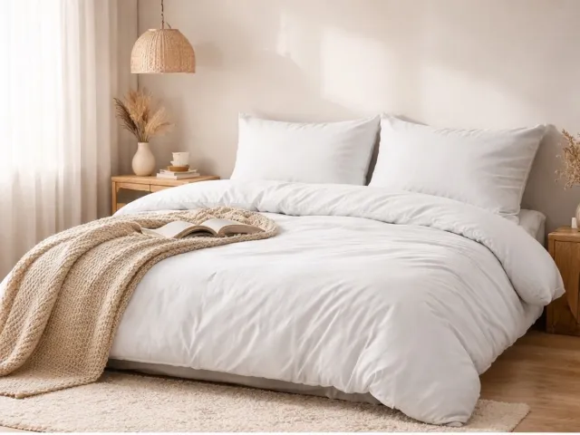 Homéé® Dekbedovertrek Flanel Effen Wit 240x200/220 cm + 1 kussensloop