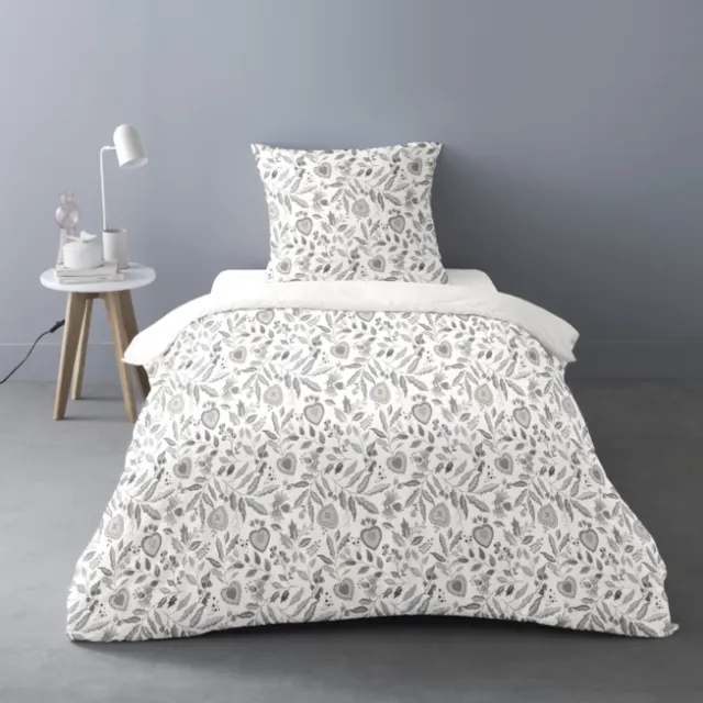 Better Nights Luxe Polar Fleece Dekbedovertrek Kaya - warm - wit/grijs - bloemen, foto 2