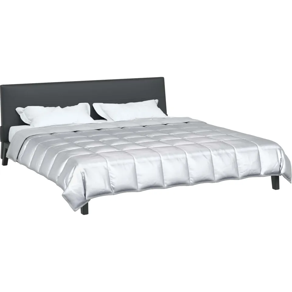 vidaXL Zomer Dekbed 200 x 200 cm 200 gsm Satijn en microvezel Zilver, foto 2