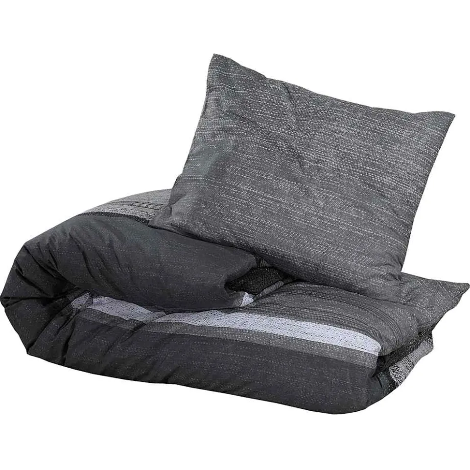 vidaXL Dekbedovertrekset 260x240 cm katoen donkergrijs en zwart