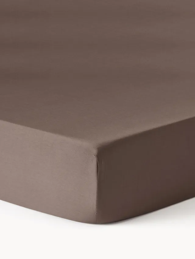 Westwing Collection Topper hoeslaken Comfort, katoensatijn Bruin