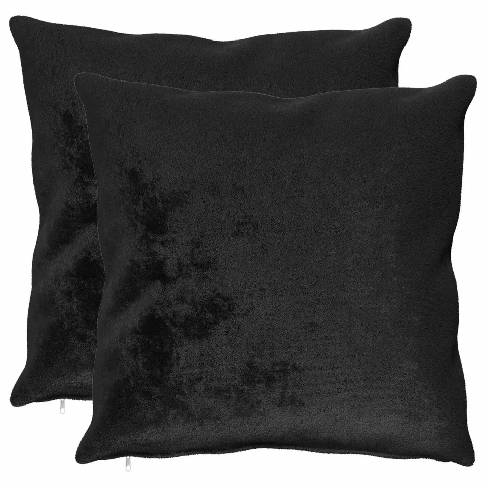 vidaXL Kussensloop 2 st HEERLEN Zwart 80 x 80 cm Flanel